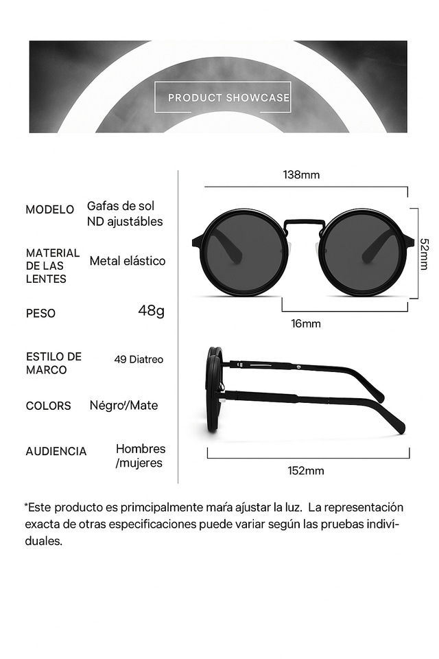 Gafas de sol ND ajustables | Filtro UV400 y control de luz en 9 niveles
